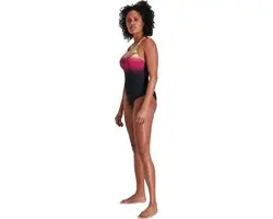 Speedo Digital Placement Medalist Sportbadpak - Maat 38 - Zwart/Geel/Rosa