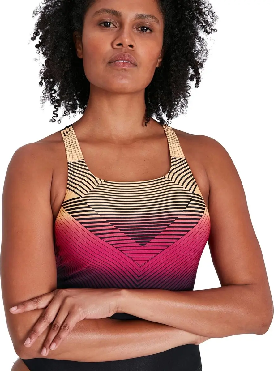 Speedo Digital Placement Medalist Sportbadpak - Maat 38 - Zwart/Geel/Rosa