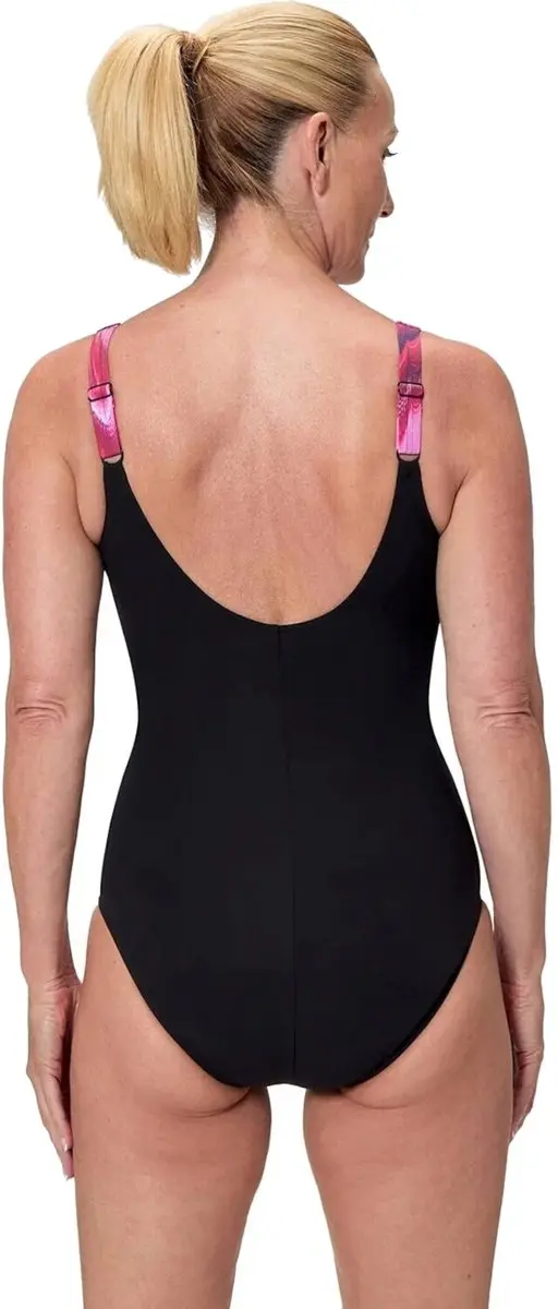Speedo Print Luna Lustre Wedstrijd Badpak Dames - Zwart