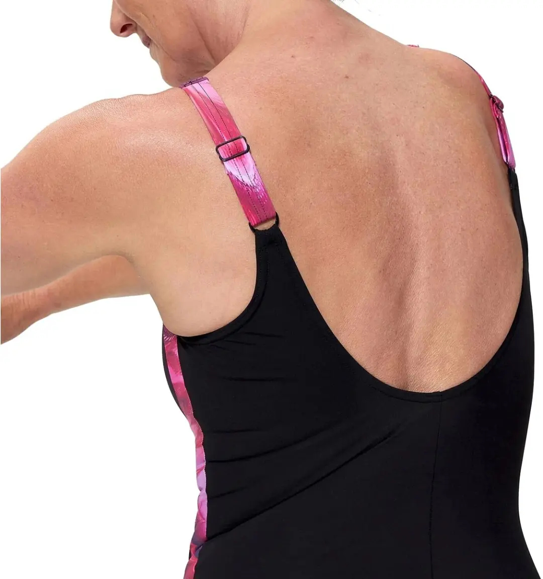Speedo Print Luna Lustre Wedstrijd Badpak Dames - Zwart