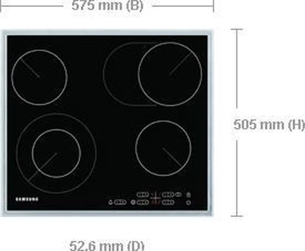 Samsung NZ64F5RD9ABE Inbouw Keramische Kookplaat 4 Zones - Zwart