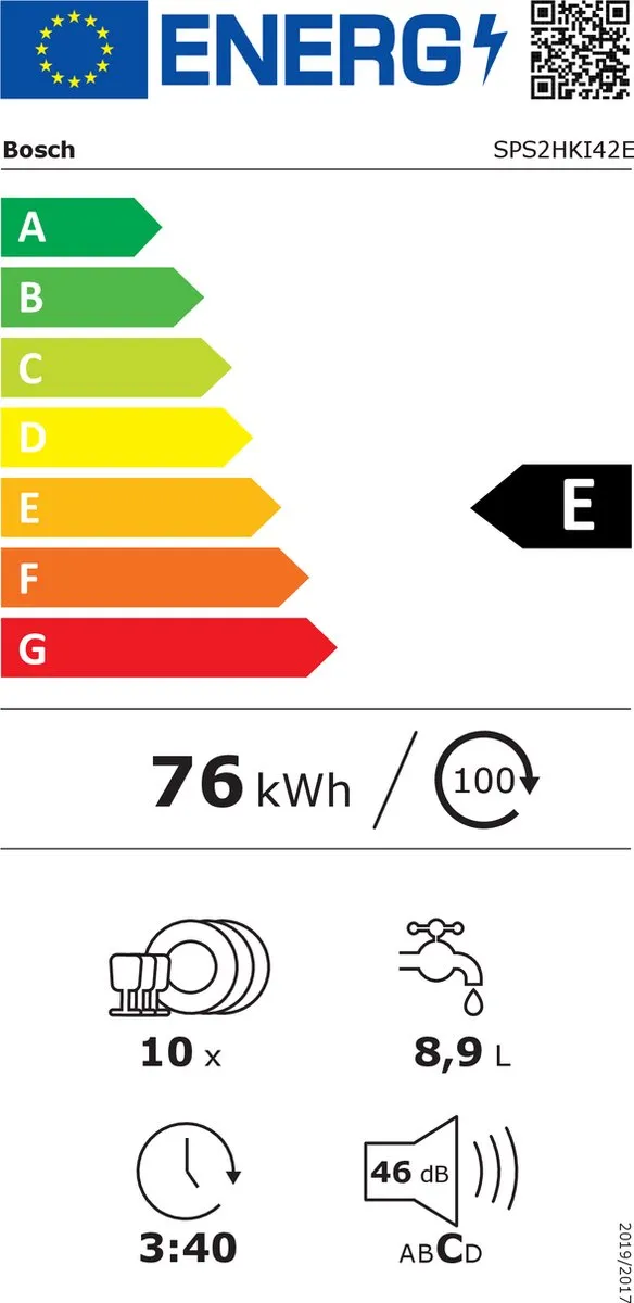 Bosch Serie 2 SPS2HKI42E Vaatwasser 10 Couverts - Vrijstaand - Roestvrijstaal