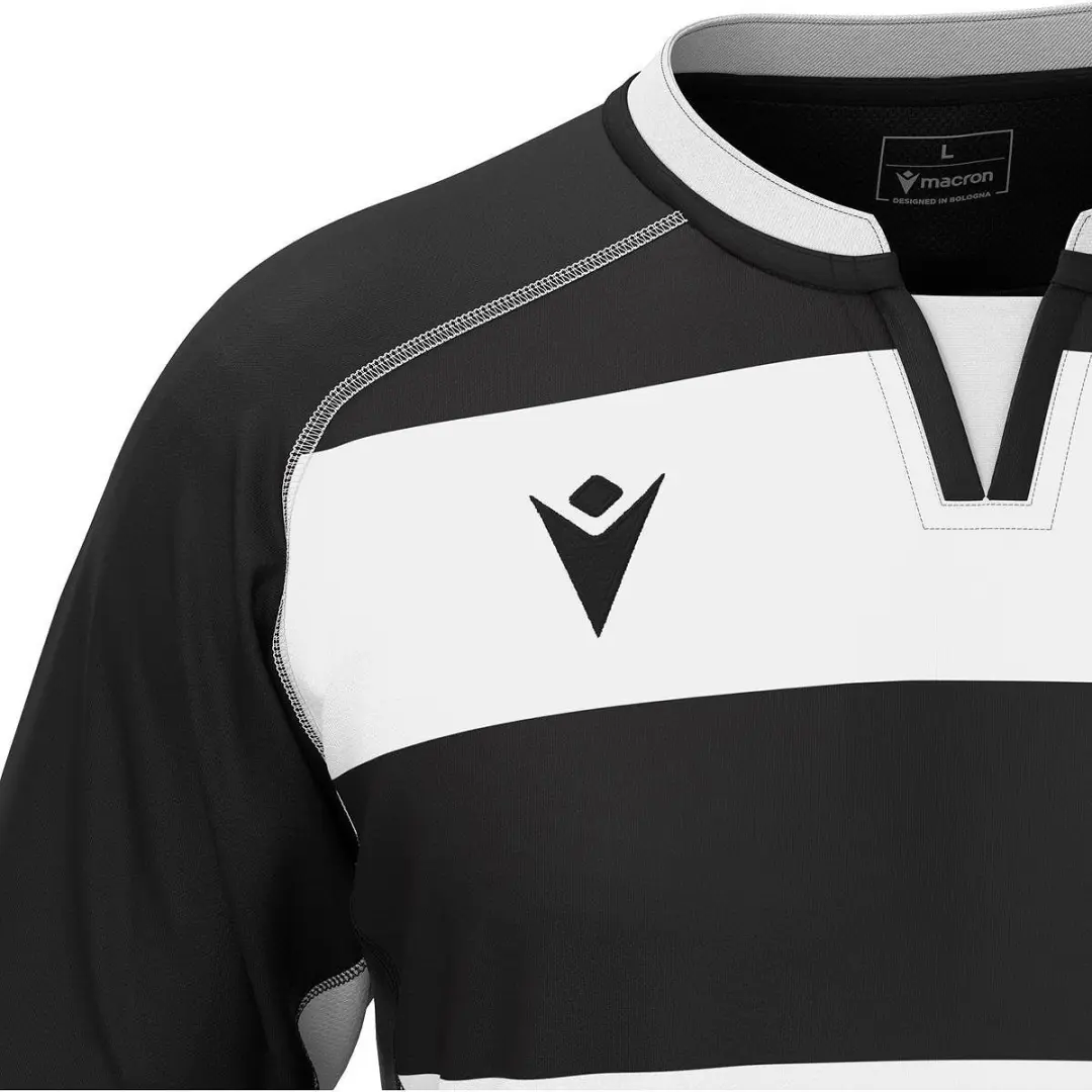 Macron Alabaster Rugbyshirt Heren 3XL - Zwart/Wit