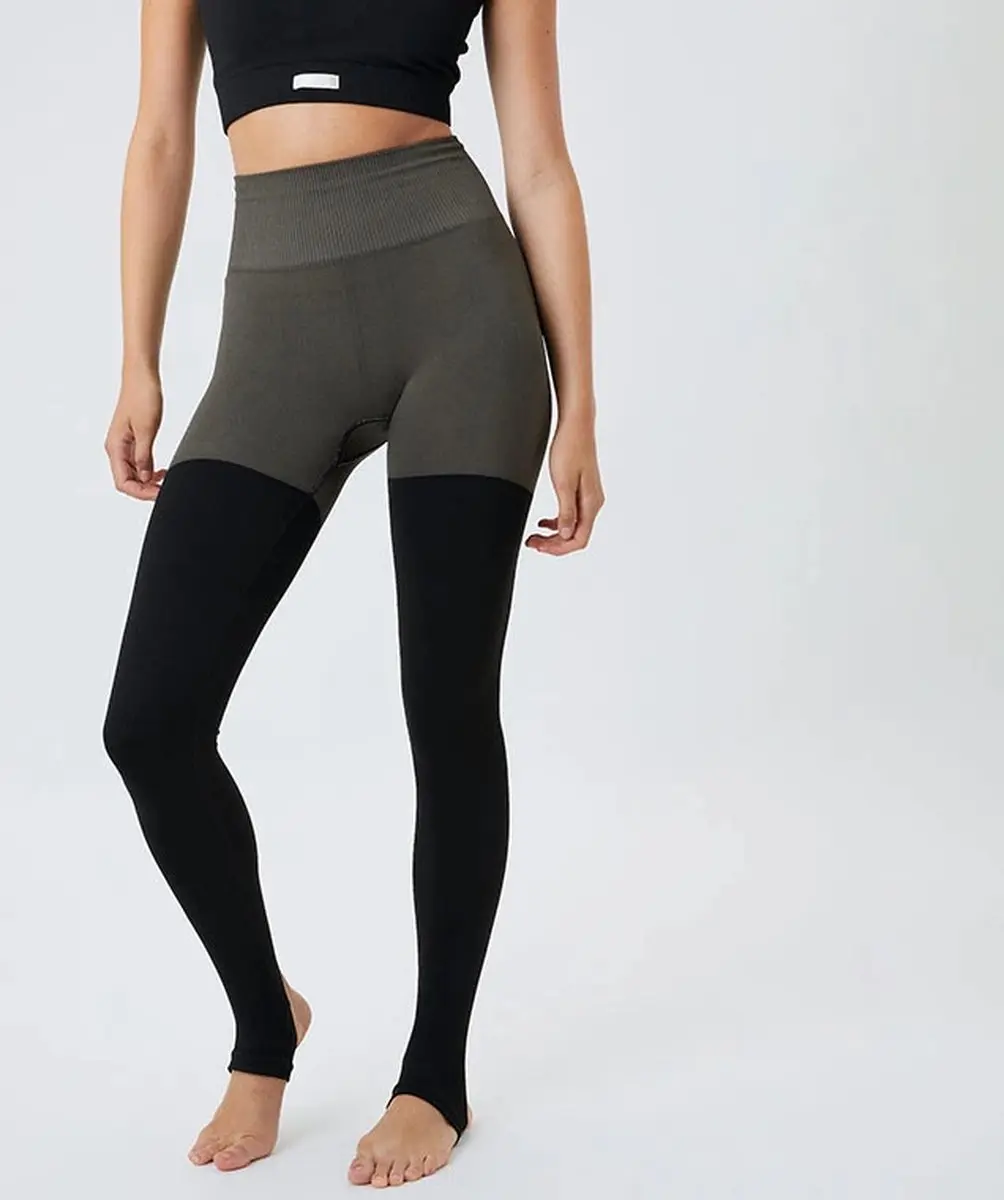 Björn Borg Stockholm Seamless Open Heel Tights - Maat L/XL - Groen/Multicolor/Zwart