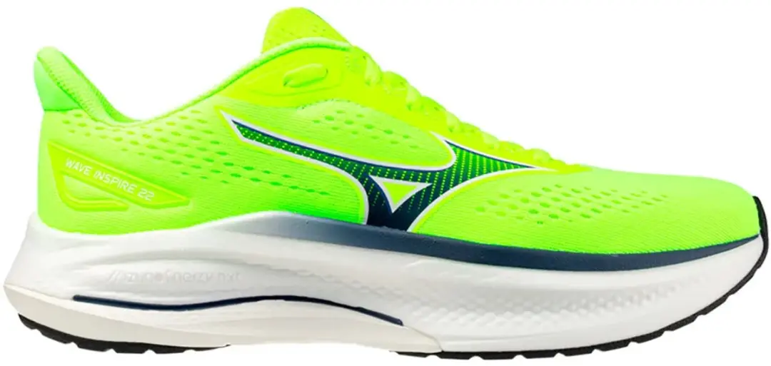 Mizuno Wave Inspire 22 Heren Hardloopschoenen - 40 - Neon Geel/Donkerblauw