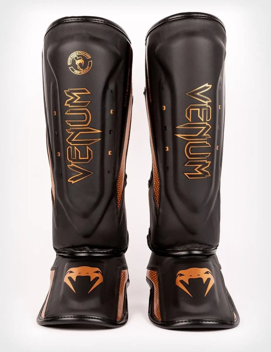Venum Elite Evo Kickboks Scheenbeschermers L - Zwart/Brons