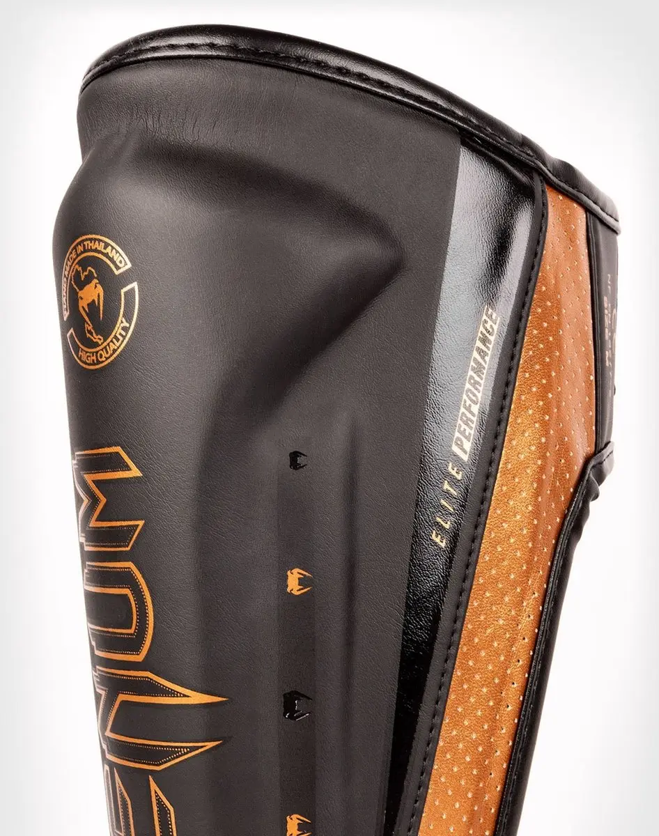 Venum Elite Evo Kickboks Scheenbeschermers L - Zwart/Brons