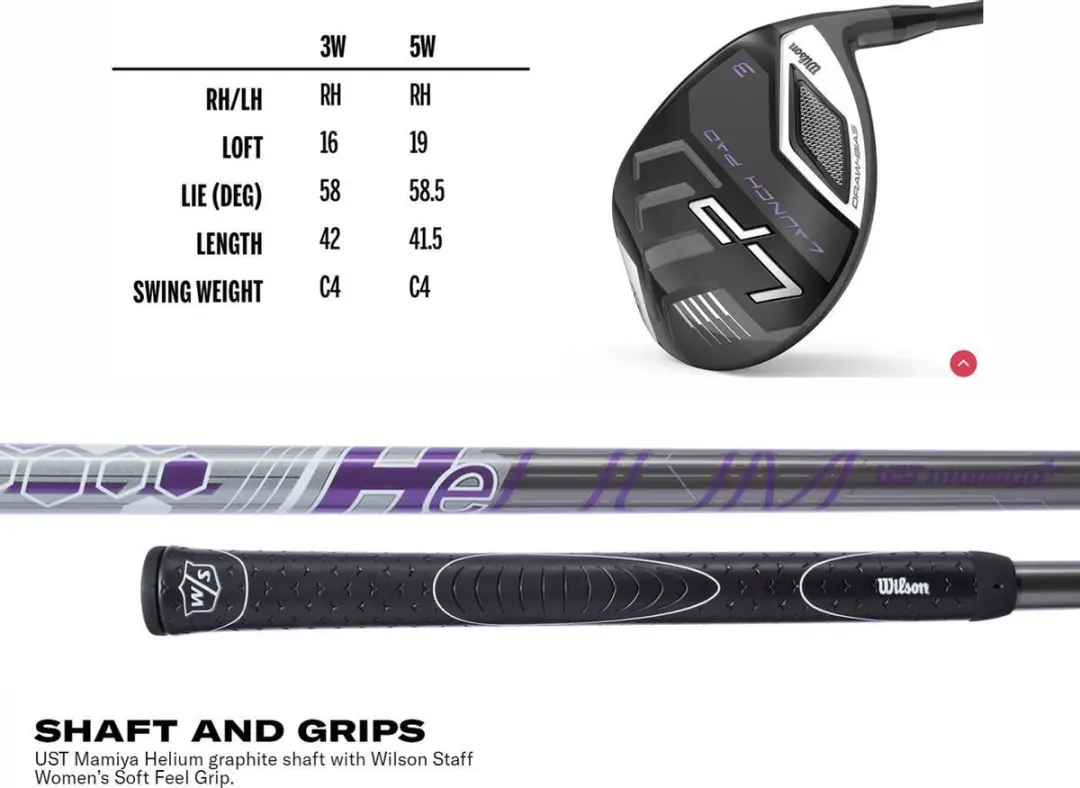 Wilson Launch Pad Ladies Fairway Wood 5 - 19° - Rechtshandig - Zwart