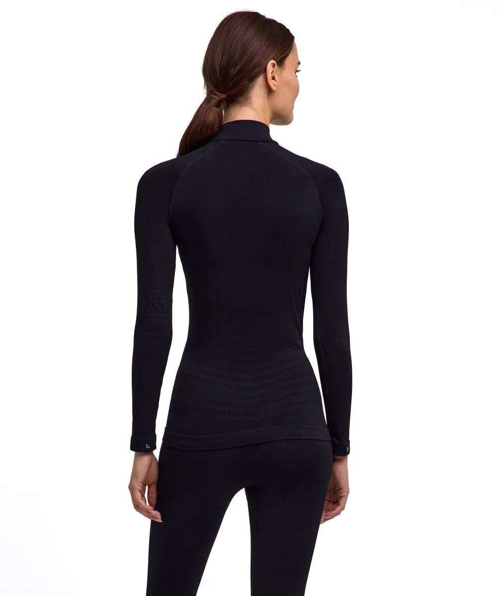 Falke Maximum Warm High Neck Dames Shirt - S - Zwart