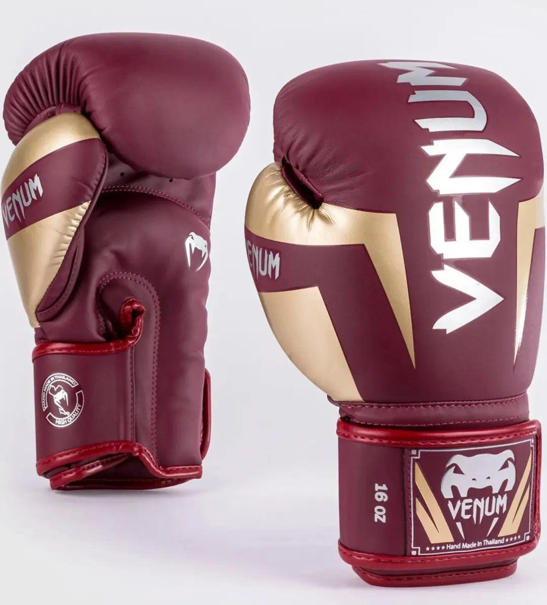 Venum Elite Kick Bokshandschoenen 12 oz - Burgundy Gold