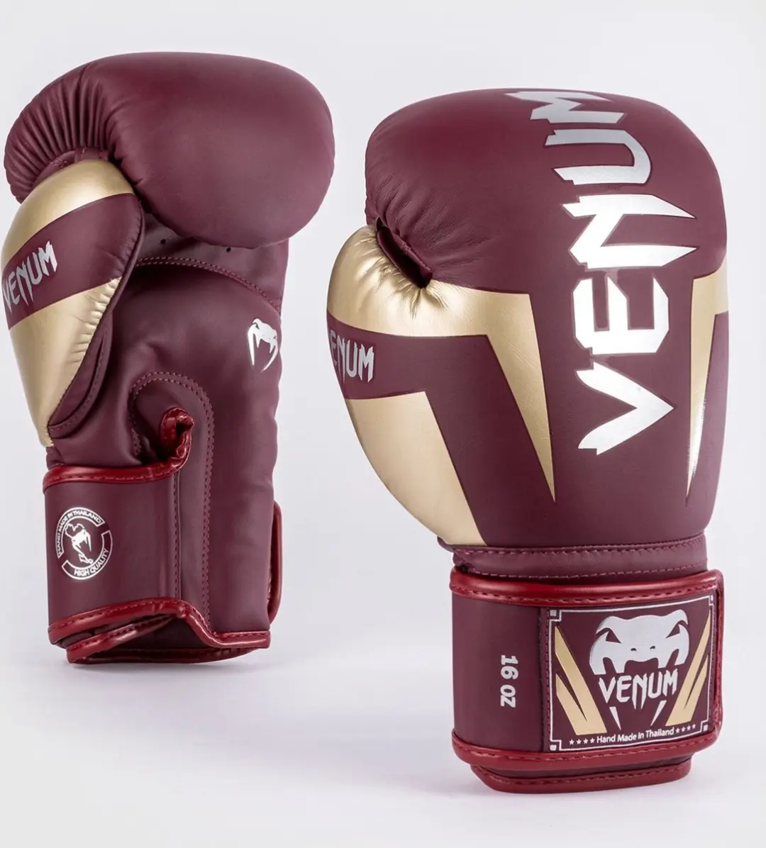 Venum Elite Kick Bokshandschoenen 12 oz - Burgundy Gold