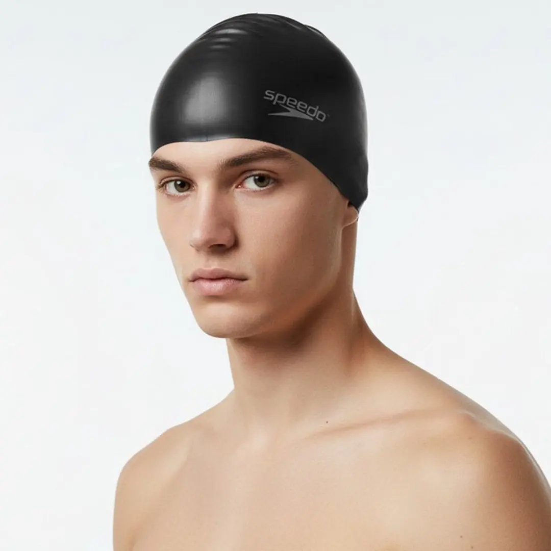 Speedo Plain Moulded Silicone Cap - Zwart