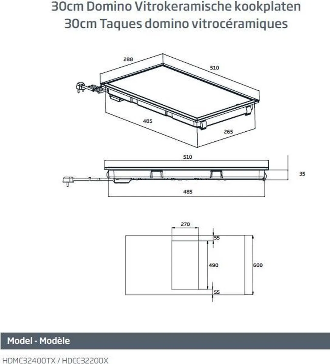 Beko HDCC32200X Keramische Kookplaat - 2 Zones - Grijs - afbeelding 6 van 6