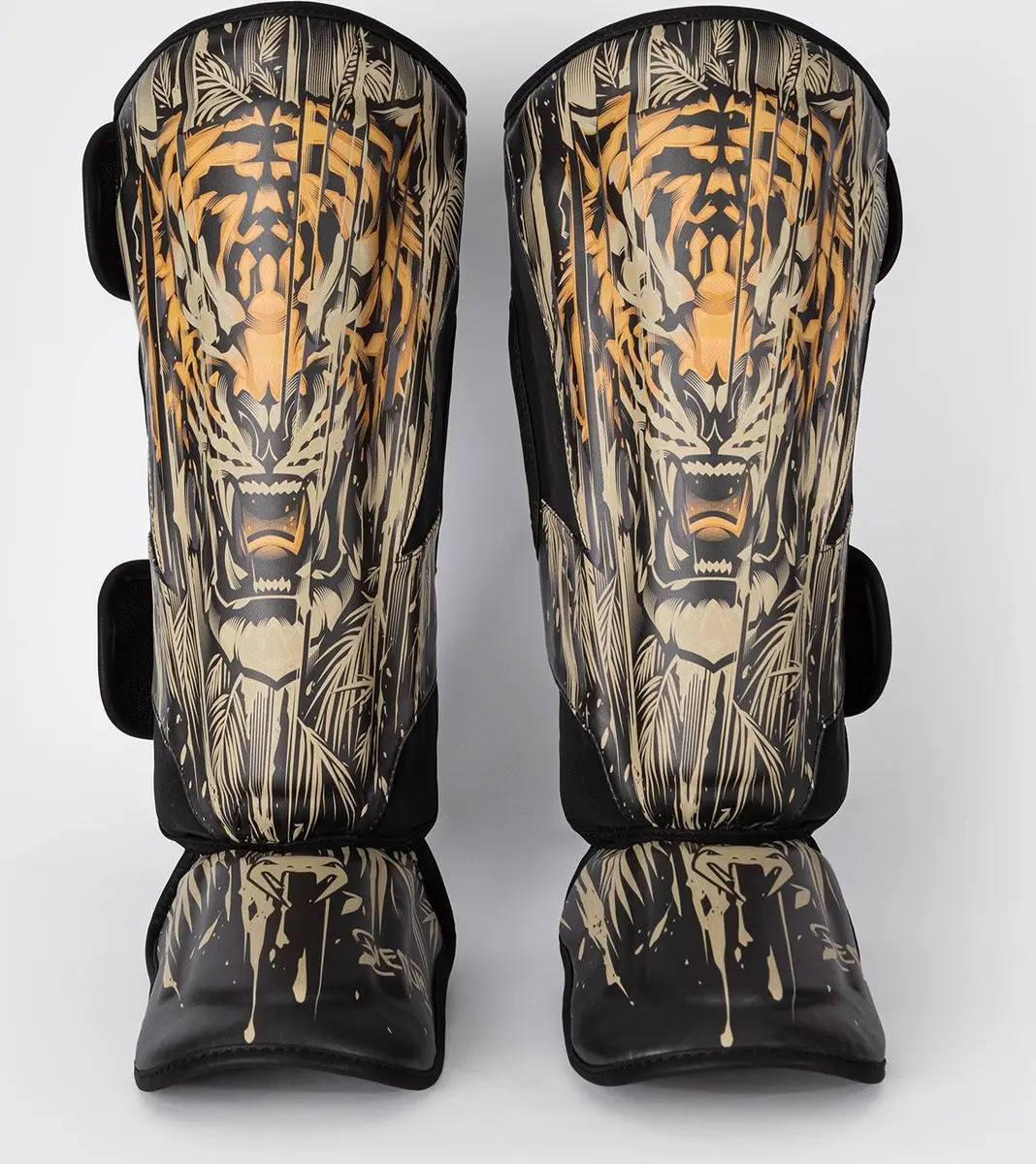 Venum Tiger Scheenbeschermers - M - Zwart Neon Oranje