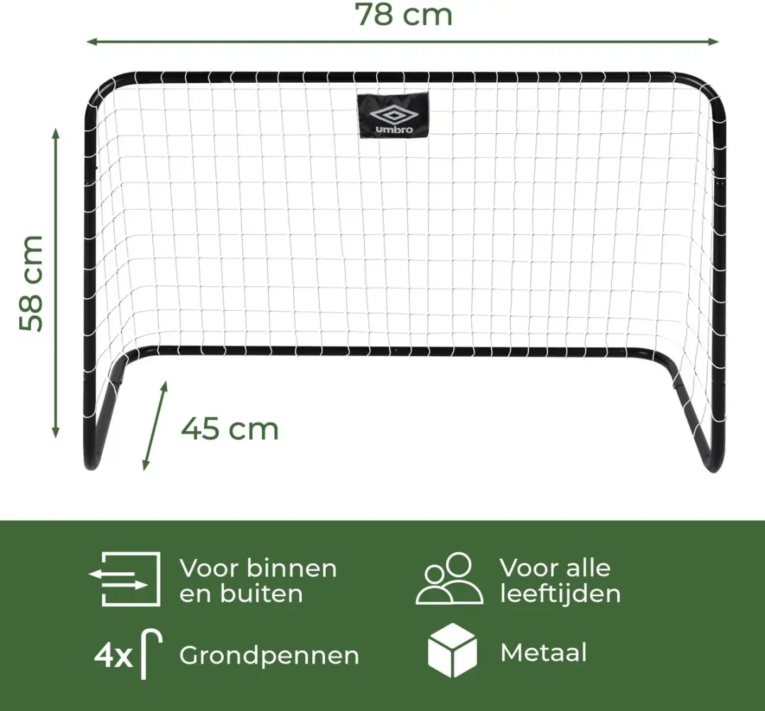 Umbro Voetbaldoel 78x56x45cm - 2 Stuks - Zwart