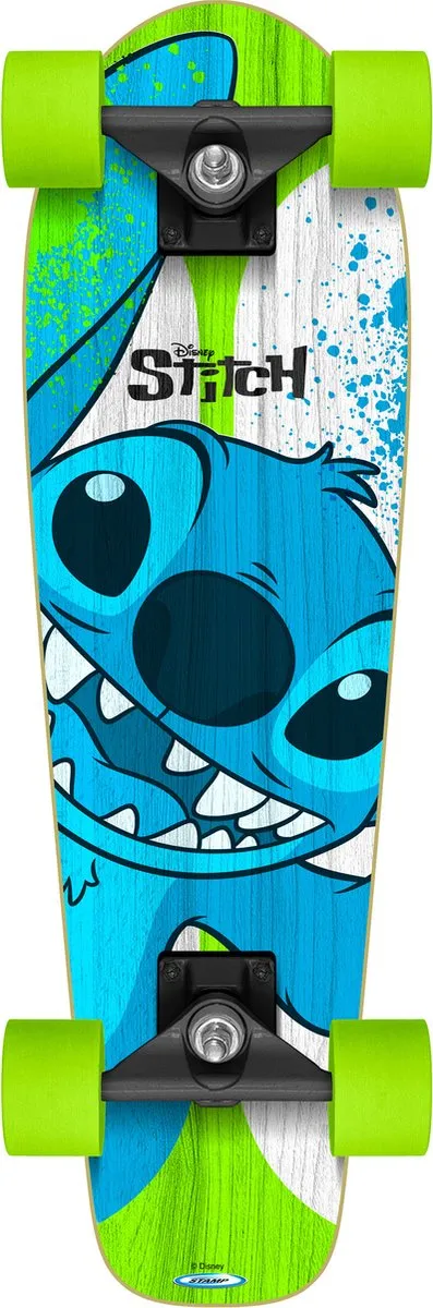 Disney Stitch Junior Skateboard 70x20cm - Wit/Blauw/Groen