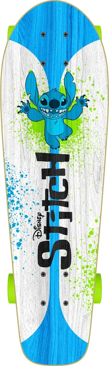 Disney Stitch Junior Skateboard 70x20cm - Wit/Blauw/Groen