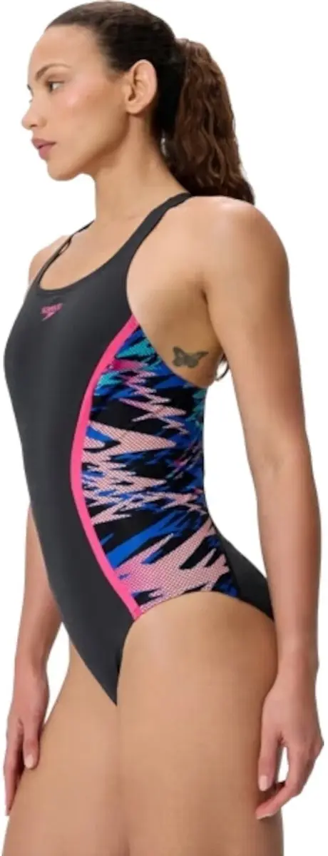 Speedo Hyperboom Splice Muscleback Badpak Dames - 48 - Zwart/roze