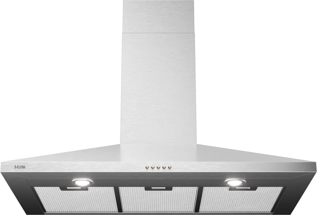 ETNA AP490RVS - Schouwkap RVS - 90cm - 3 Snelheden - 2 LED spots - Afzuiging naar buiten of als recirculatie