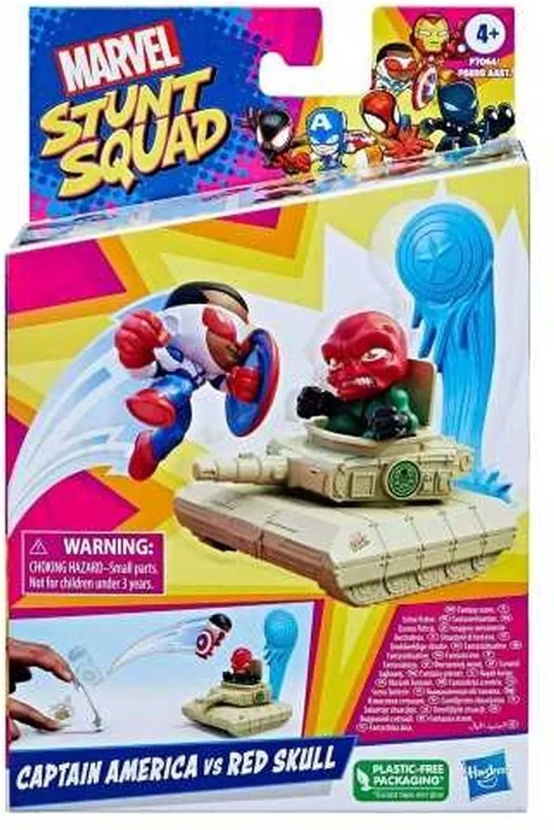 Hasbro Stunt Squad Captain America vs Red Skull Speelset F68955L0 - Rood/Wit/Groen - afbeelding 3 van 3