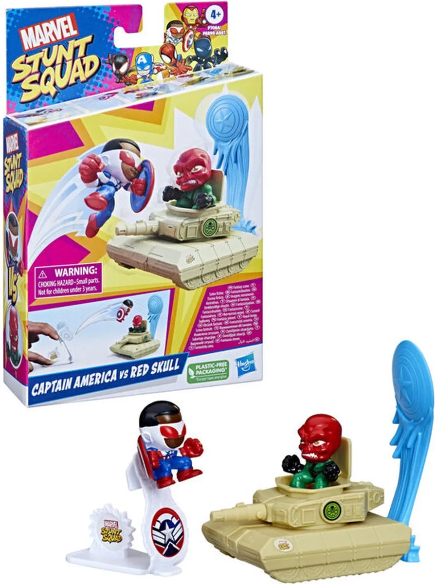 Hasbro Stunt Squad Captain America vs Red Skull Speelset F68955L0 - Rood/Wit/Groen - afbeelding 2 van 3