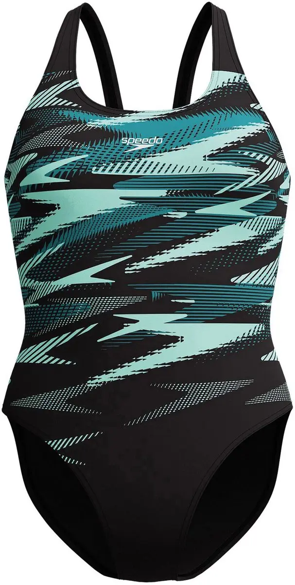 Speedo ECO+ Hyper Boom Placement Muscleback Sportbadpak 44 - Zwart/Mintgroen/Donkergroen
