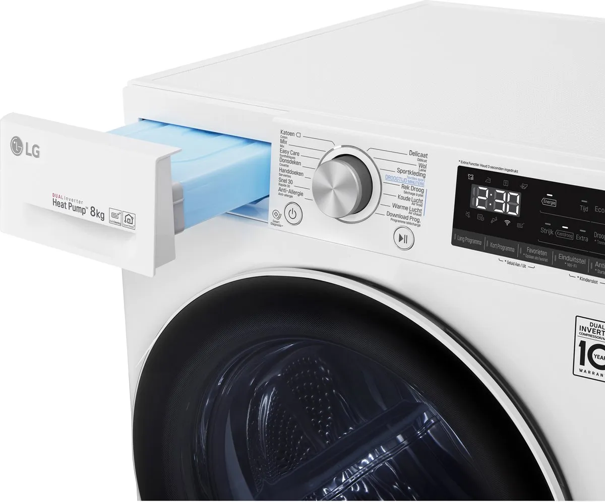 LG RH80V9AV4N Warmtepompdroger 8 kg - Wit