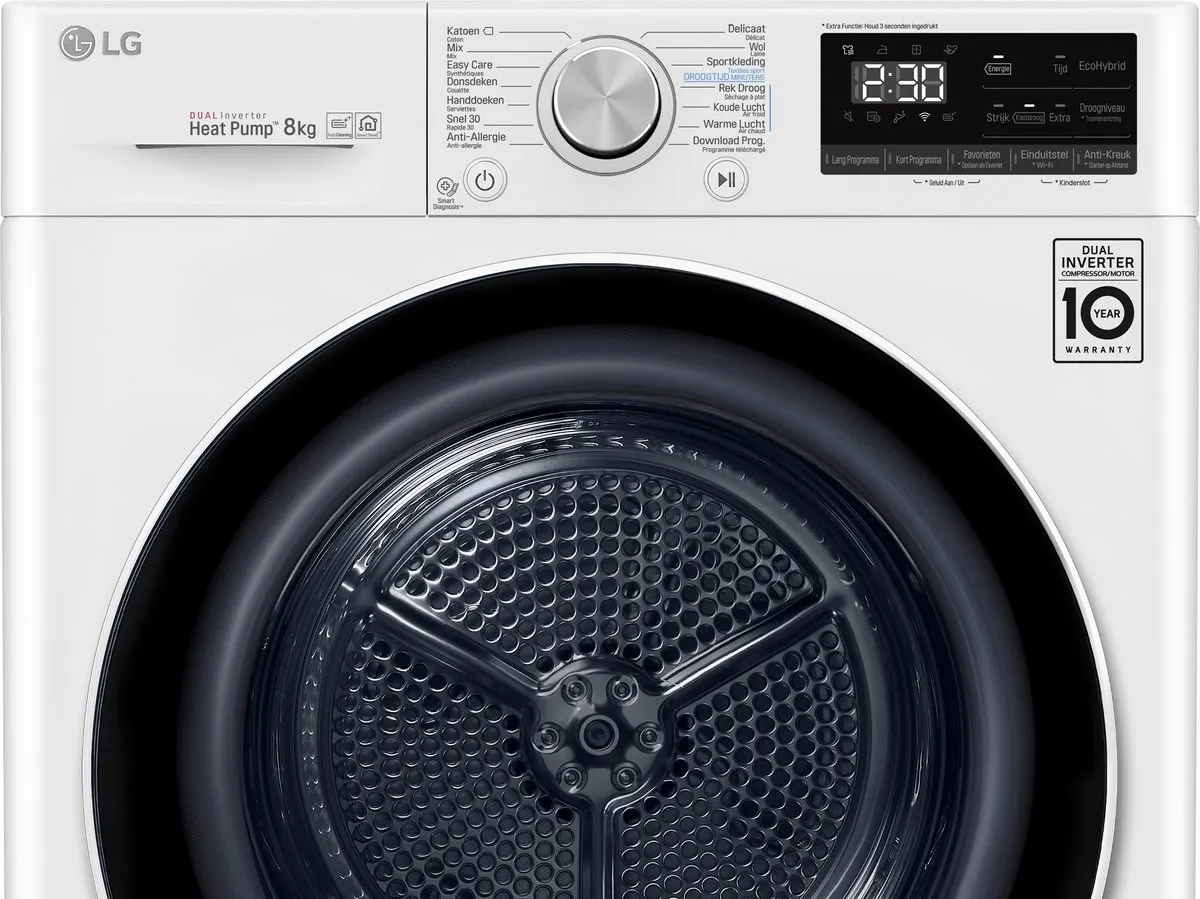 LG RH80V9AV4N Warmtepompdroger 8 kg - Wit - afbeelding 6 van 6