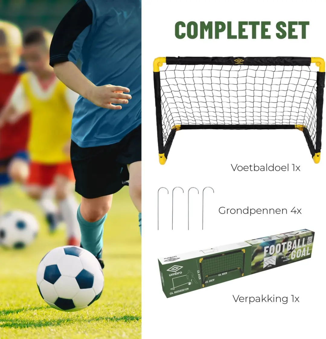 Umbro Voetbaldoel 90x59x61cm - Opvouwbaar - Zwart/Geel
