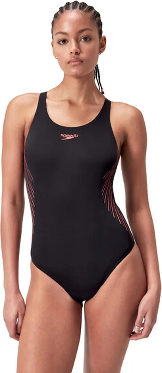 Speedo Placement Muscleback Sportbadpak - Maat 40 - Zwart/Rood