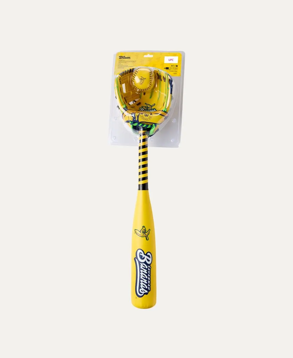 Wilson 2026 Savannah Bananas A200 Glove & Bat Combo - Geel