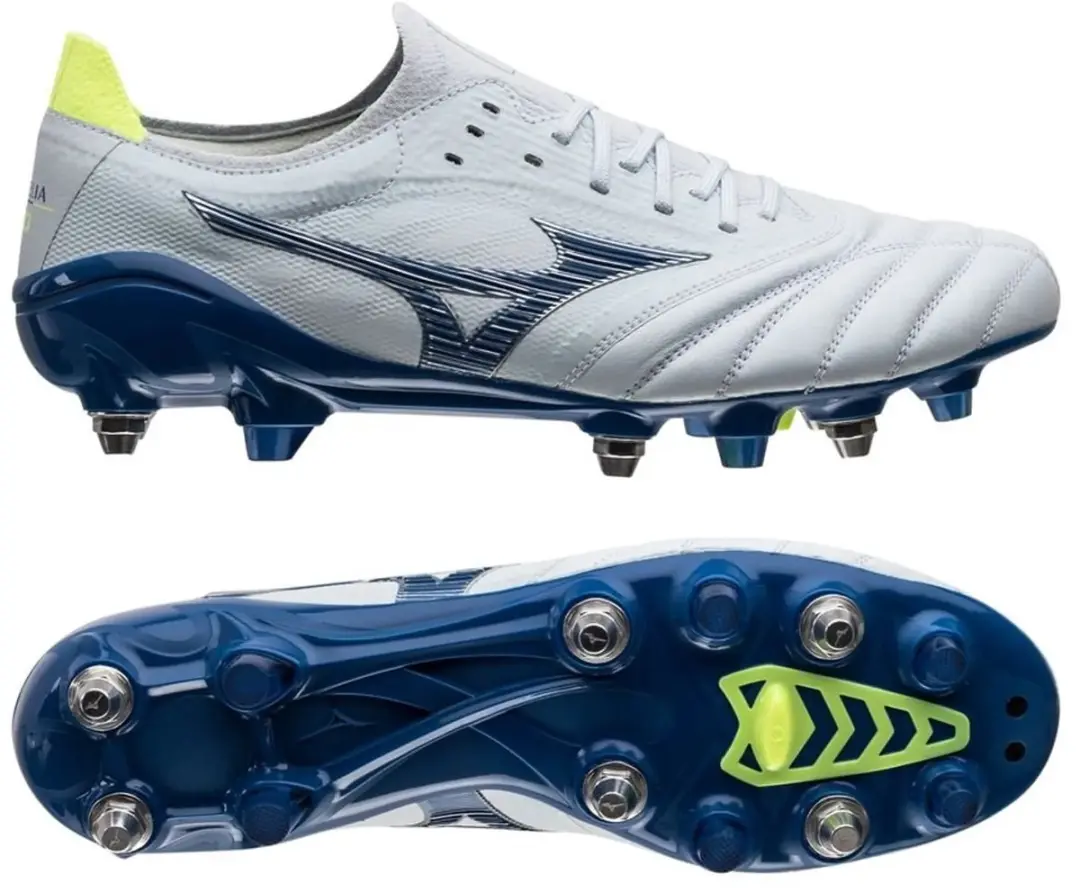 Mizuno Morelia Neo III Beta Voetbalschoen - Wit/Blauw/Geel - Maat 47 - afbeelding 6 van 6