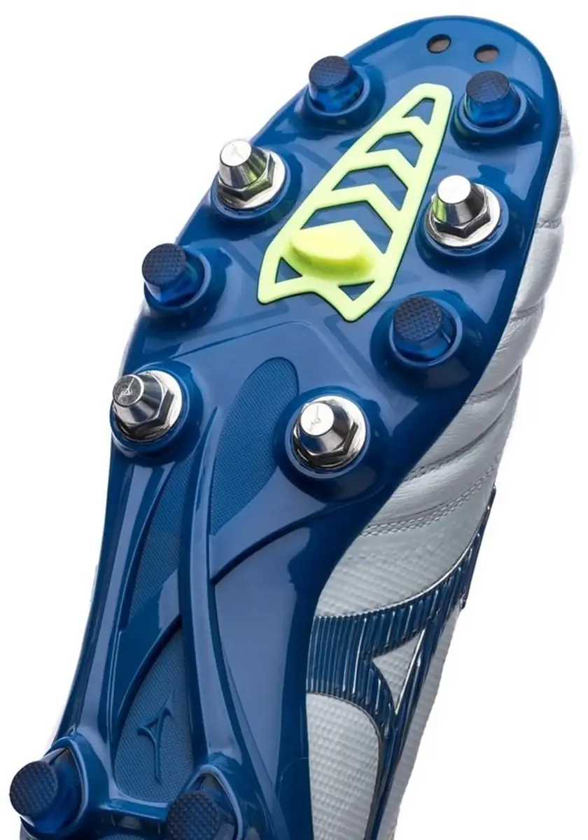 Mizuno Morelia Neo III Beta Voetbalschoen - Wit/Blauw/Geel - Maat 47