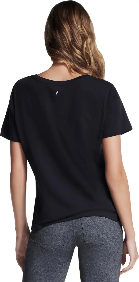 Skechers Pima V-Neck Tee Dames T-shirt - Zwart - afbeelding 2 van 3