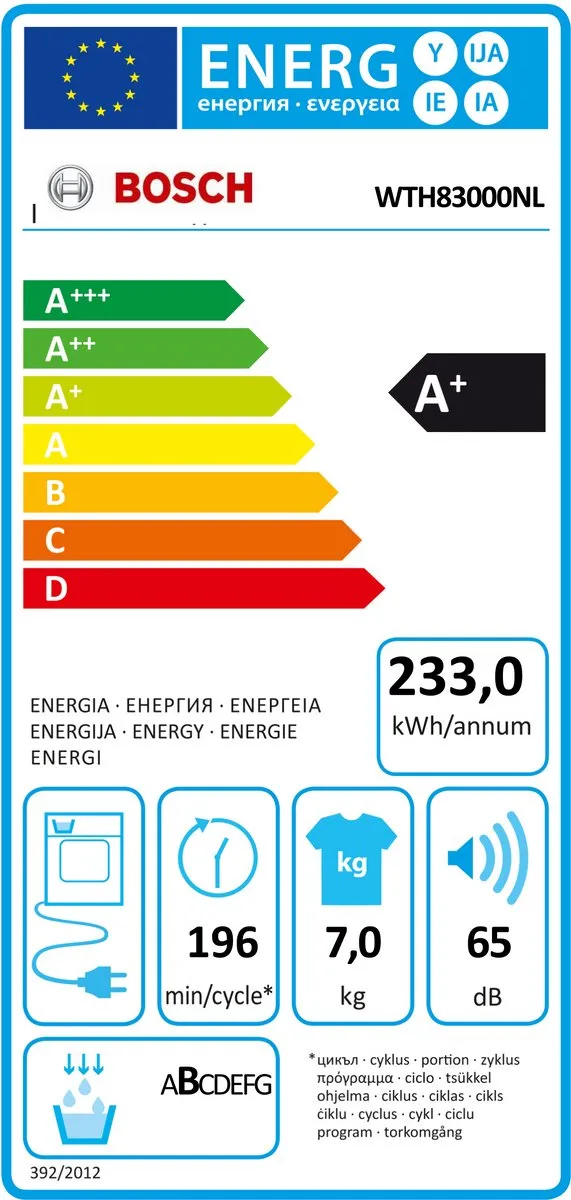Bosch WTH83000NL Warmtepompdroger 7kg - Wit