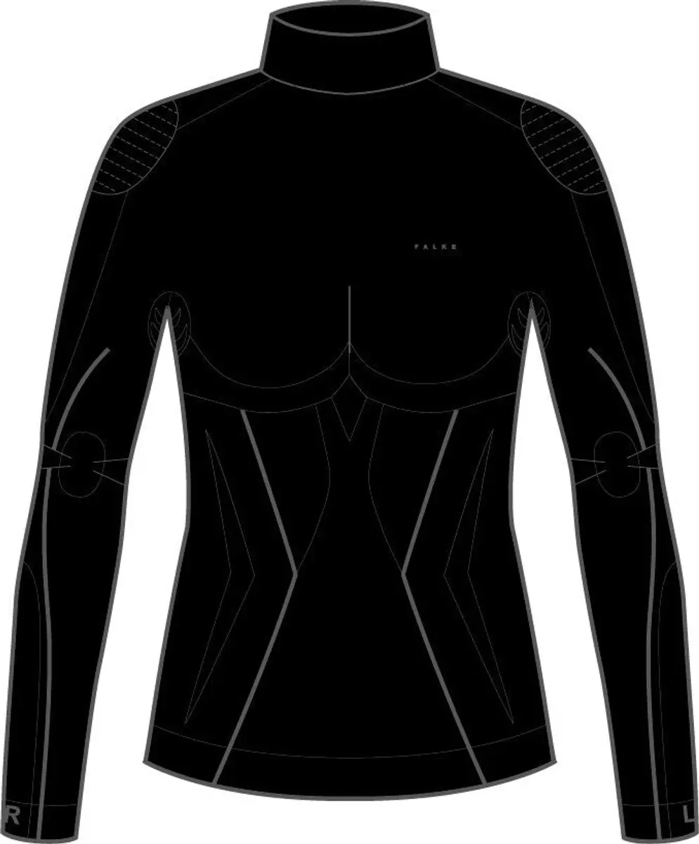 Falke Maximum Warm High Neck Dames Shirt - L - Zwart