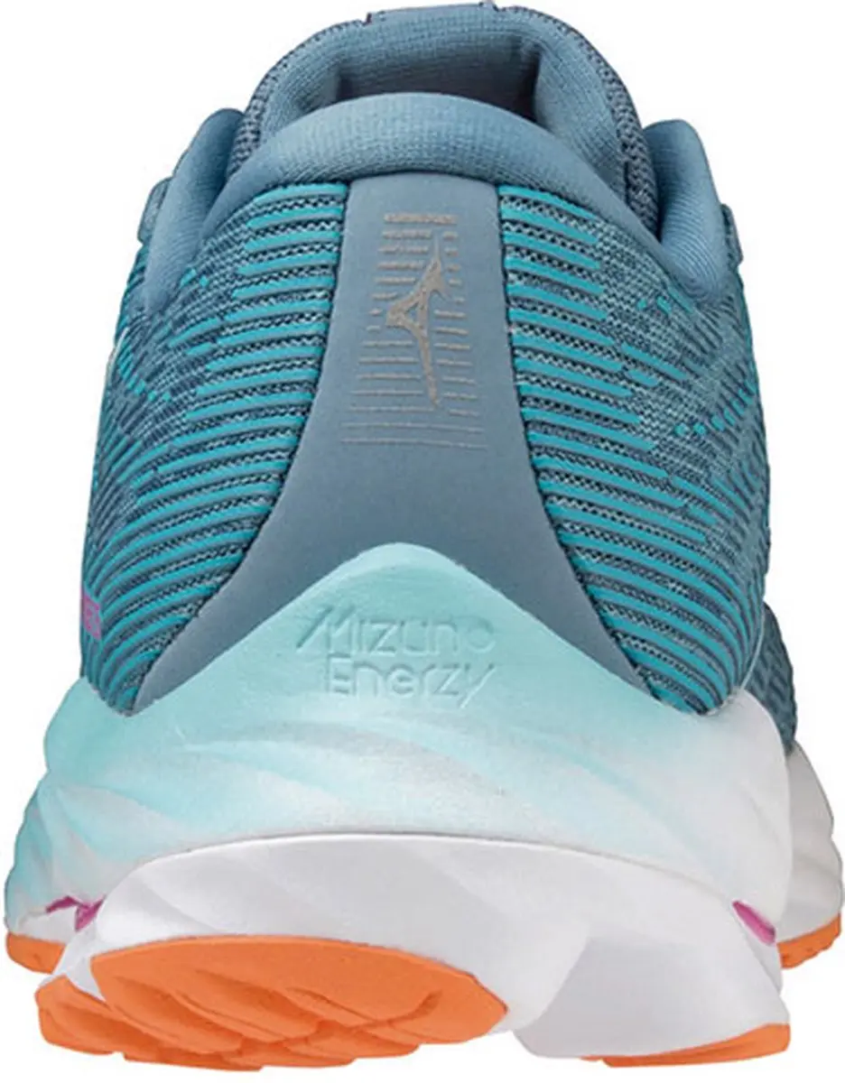 Mizuno Wave Rider 26 Dames Hardloopschoenen 38.5 - Blauw/Wit/Rosa/Geel - afbeelding 6 van 6