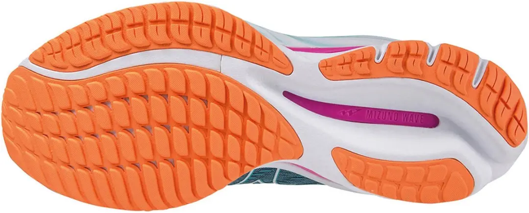 Mizuno Wave Rider 26 Dames Hardloopschoenen 38.5 - Blauw/Wit/Rosa/Geel