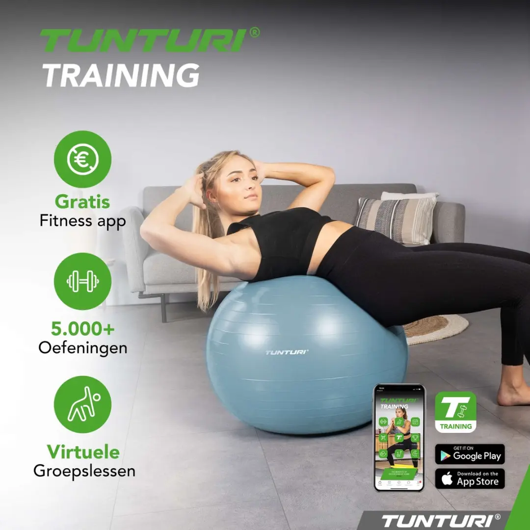 Tunturi Anti Burst Fitnessbal 90cm - Lichtblauw
