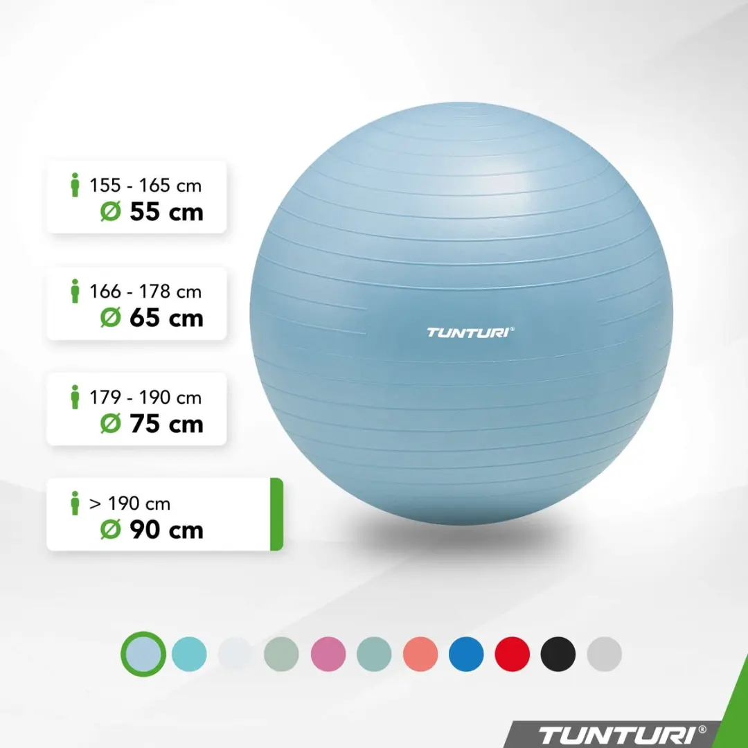 Tunturi Anti Burst Fitnessbal 90cm - Lichtblauw