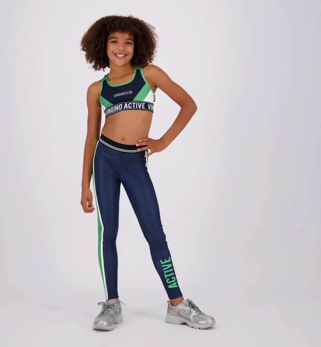 Vingino Active Sportlegging Shelby 116 - Zwart/Blauw