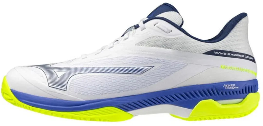 Mizuno Wave Exceed Court CC Clay Court Schoenen - Wit/Dazzling Blue/Lightning Yellow