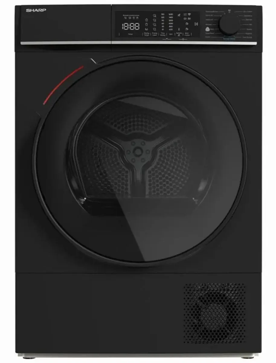 Sharp KDWNHL0S9GBDBX- warmtepomp droger - energie label D - 10KG - WIFI - 15 programma's - LED trommelverlichting - mat zwart