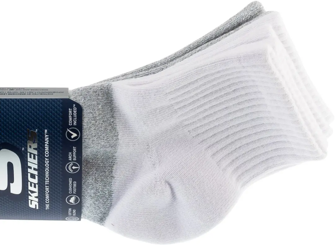 Skechers 3pk Qtr Colorbloc Sokken - Grijs - Maat 43-46