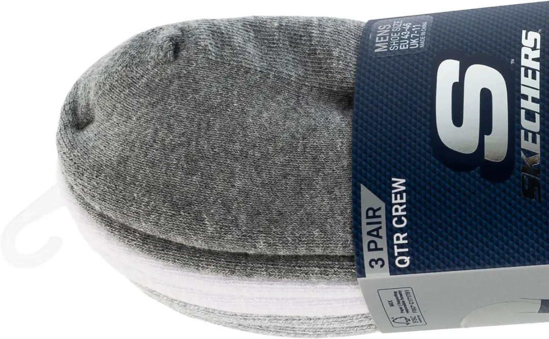 Skechers 3pk Qtr Colorbloc Sokken - Grijs - Maat 43-46