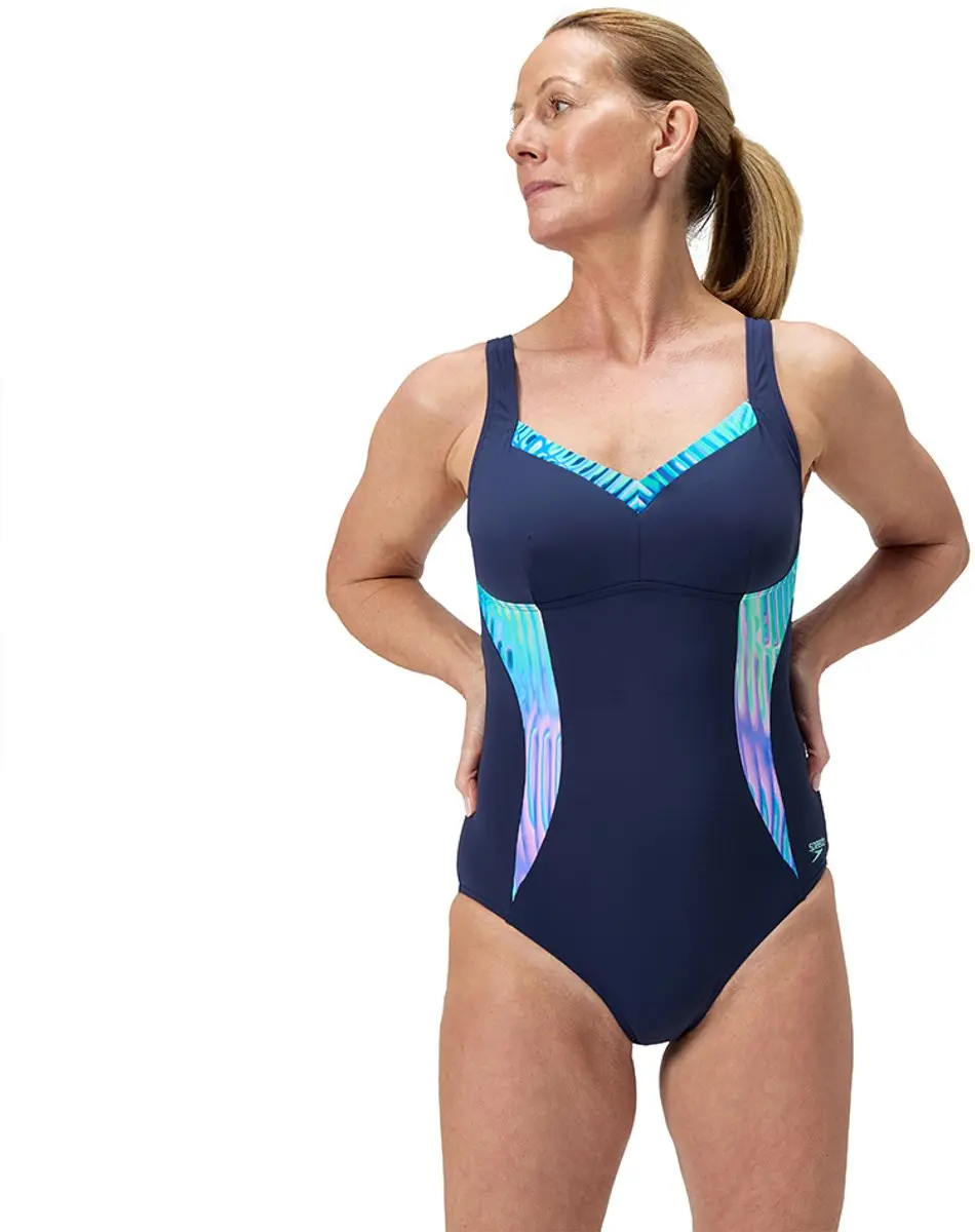 Speedo Shaping Printed LunaLustre Zwemkleding - UK 38 - Turquoise Gem