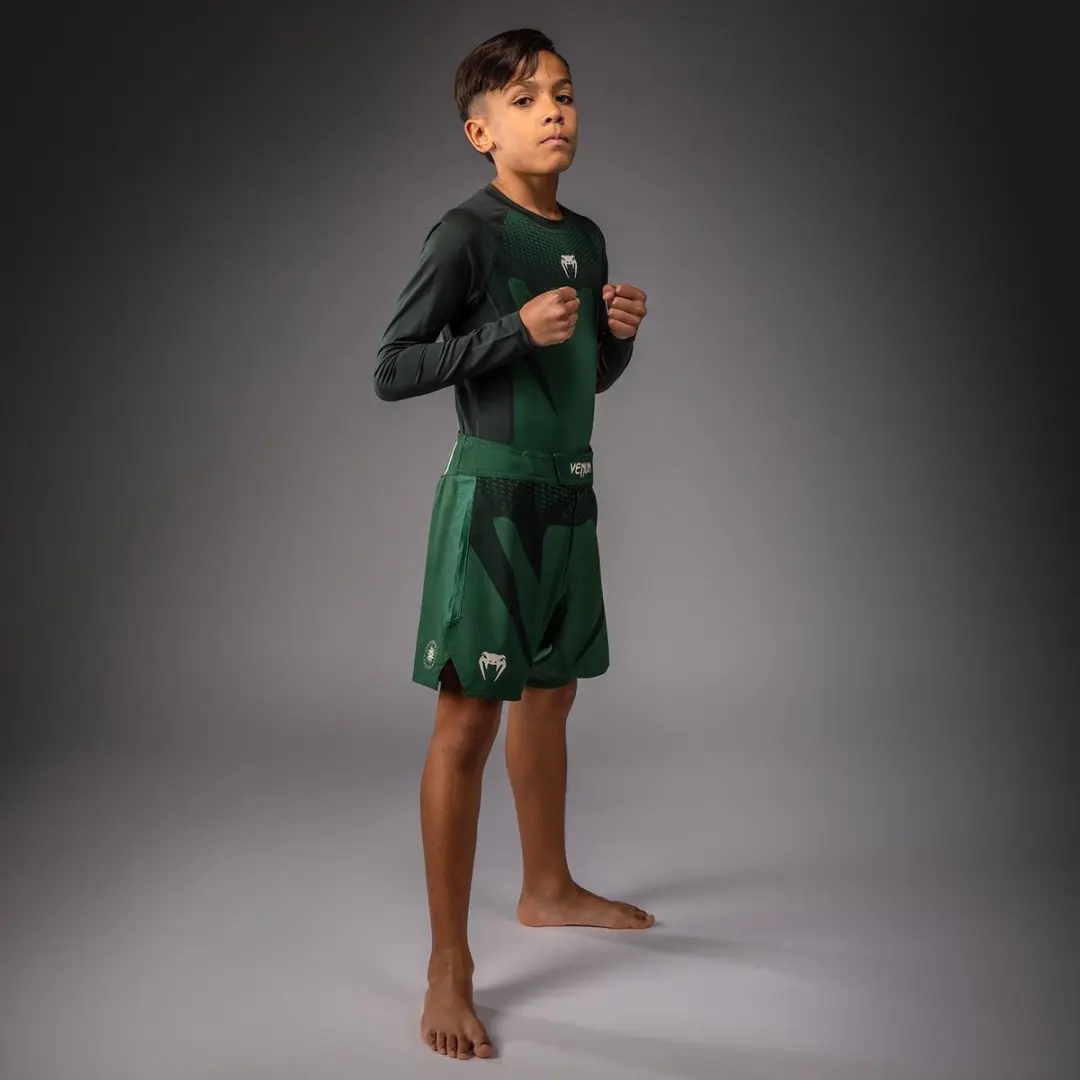Venum Light Kids Fight Shorts 164cm - Forest Green/Off White - afbeelding 6 van 6