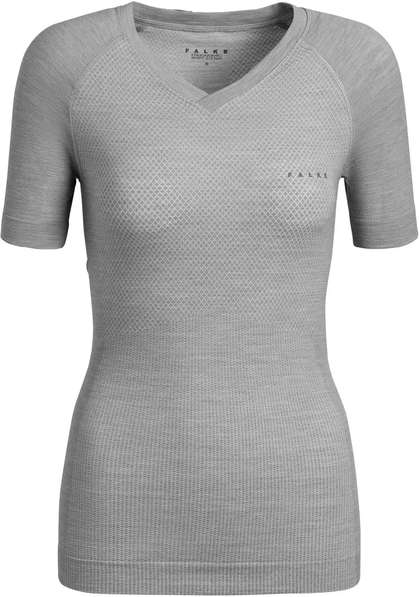 Falke Wool-Tech Light V-hals Shirt Dames - L - Grijs