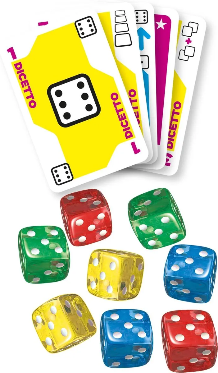 Tactic Dicetto Tactisch Dobbel- en Kaartspel - 55 Kaarten, 16 Dobbelstenen - Multikleur