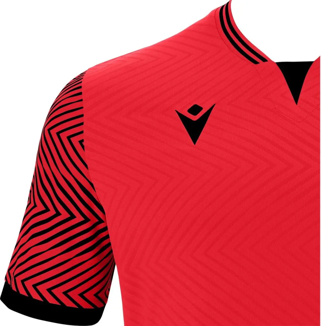 Macron Tureis Heren Shirt Korte Mouw - Rood/Zwart 5XL